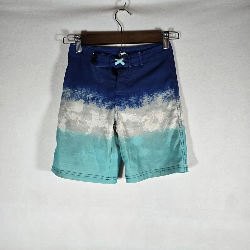 Wonder Nation Boys Blue Drawstring Bathing Suit Swim Trunks Shorts EUC Siz6/7